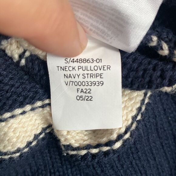 GAP Striped Navy White Cropped Oversized Slouchy Cotton Sweater XXS Nautical New - Picture 9 of 11